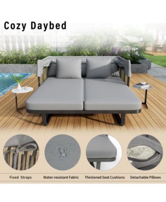 Outdoor Rattan Daybed - Patio Furniture - Grey