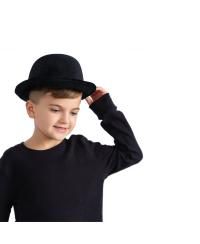 Kids Black Velvet Derby Hat