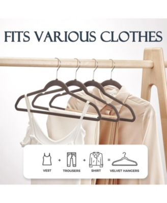 17.5 Inch Silver Hook Velvet Hangers 60 Pack