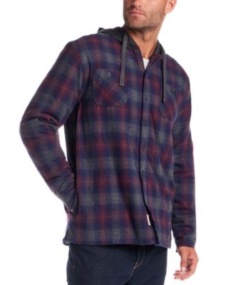 Men's Sherpa Lined Flannel Hooded Shirt Jacket