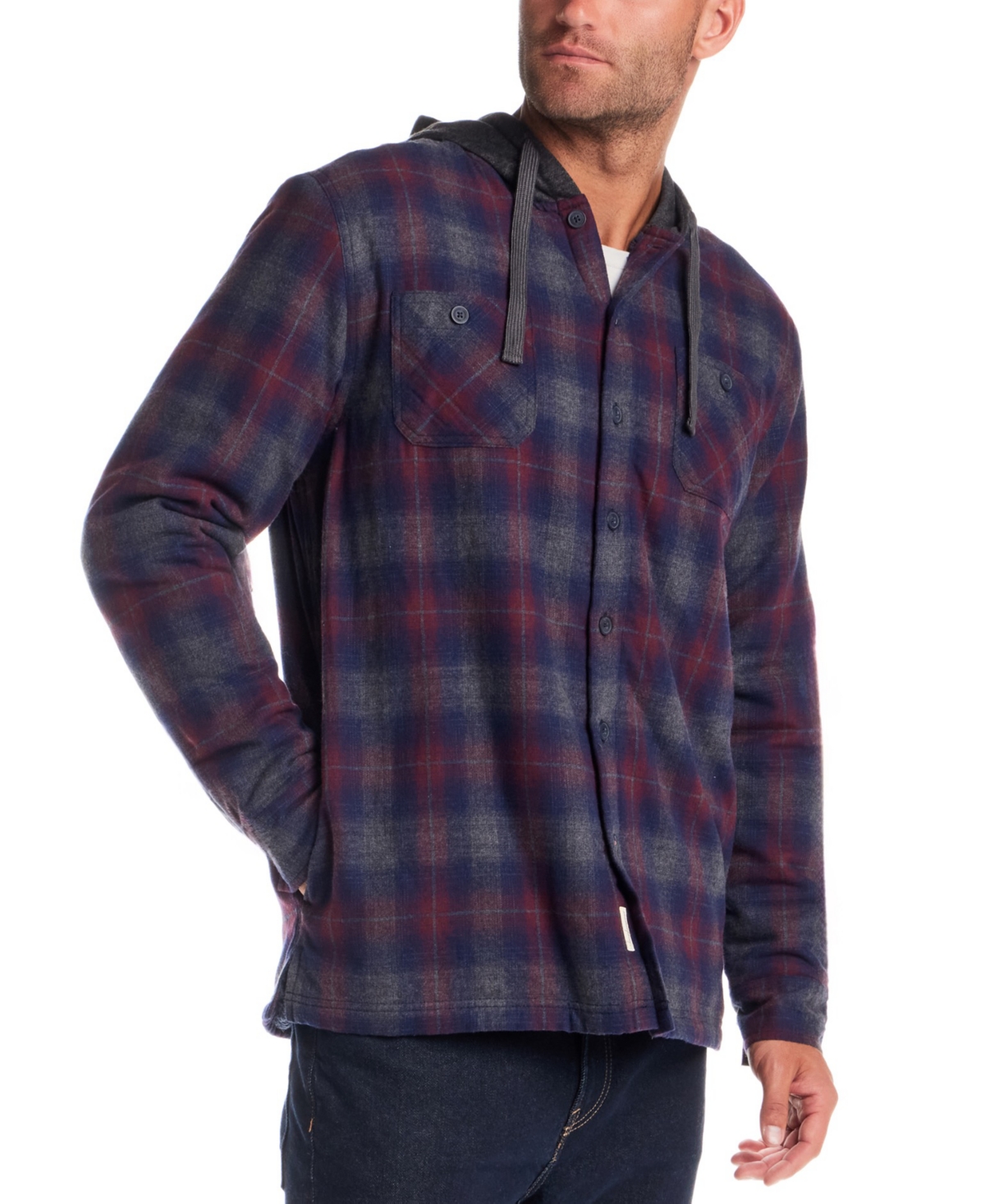 Weatherproof Vintage Men's Plaid Hooded Shirt Jacket In Blue