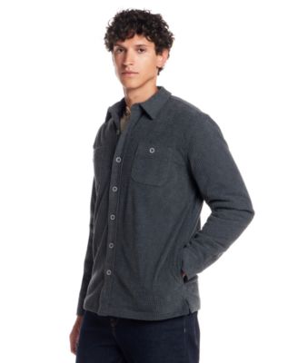 Men's Sherpa Lined Grid Collared Shirt Jacket