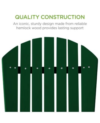 Folding Adirondack Chair Outdoor, Wooden Accent Lounge Furniture w/ 350lb Capacity