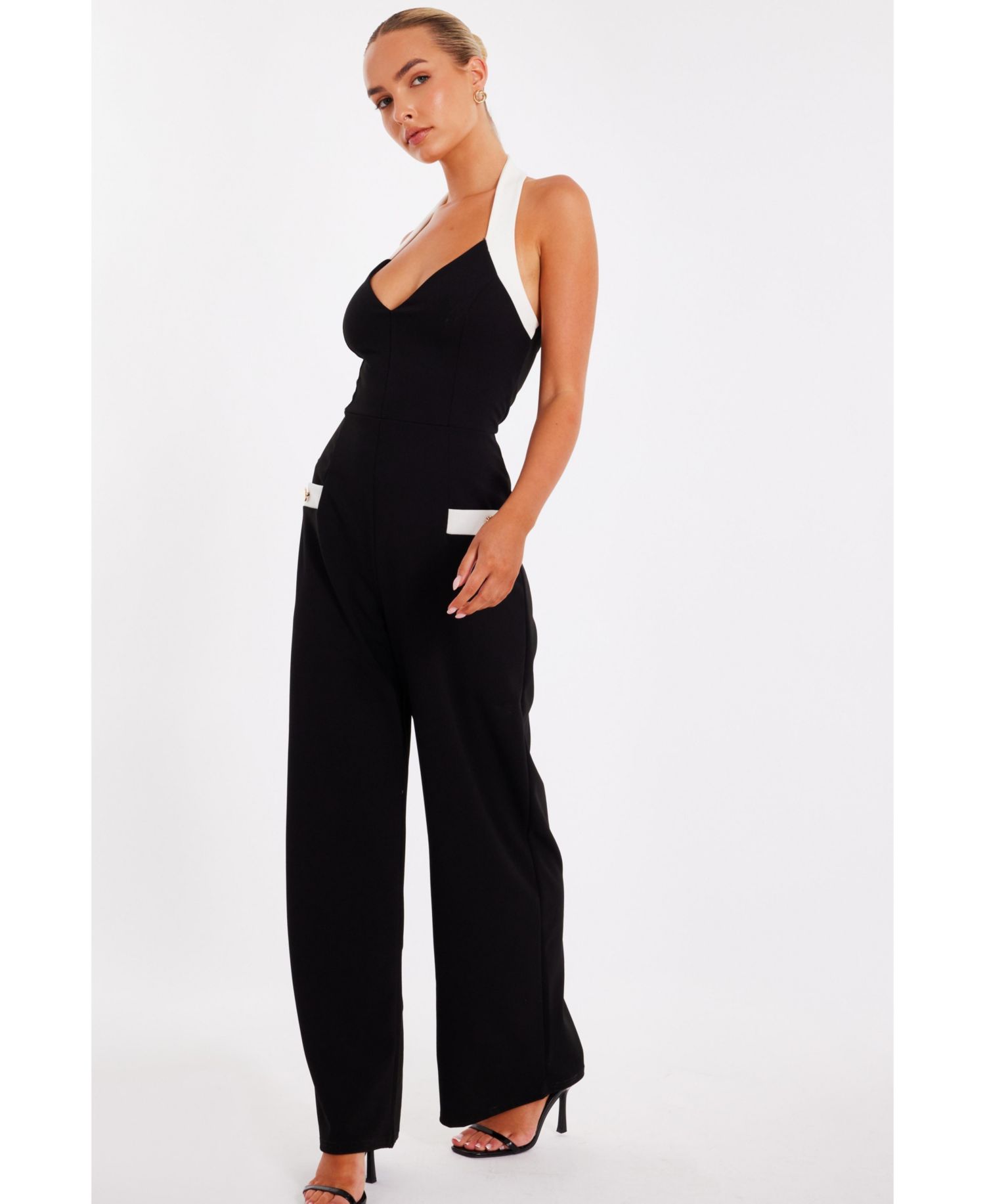 Women's Halterneck Jumpsuit - Black