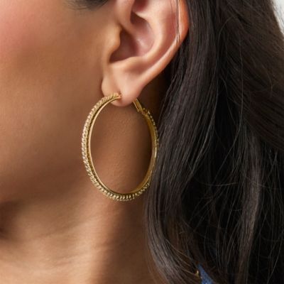 3-Piece Textured Gold-Tone Hoop Earring Set