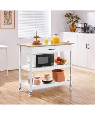 36” H 3-Layer Rolling Kitchen Island Cart on Wheels White