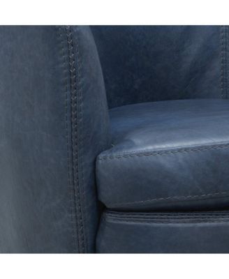 Vintage Navy 100% Italian Leather Swivel Club Chair