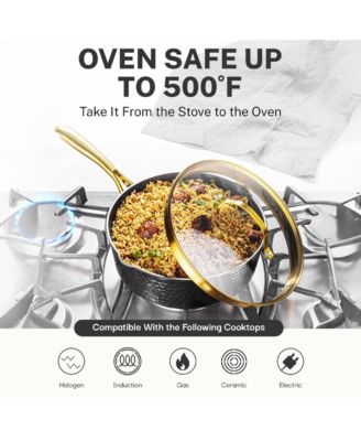 Charleston Collection 15-Piece Hammered Ceramic Coating Nonstick Cookware Set