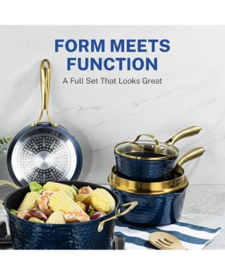 Charleston Collection 15-Piece Hammered Ceramic Coating Nonstick Cookware Set