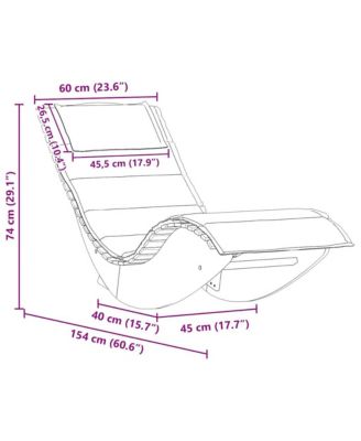 Sun Lounger Natural Wood, Dark Grey Cushion