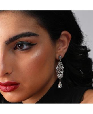 Women's Silver  Embellished Drop Earrings