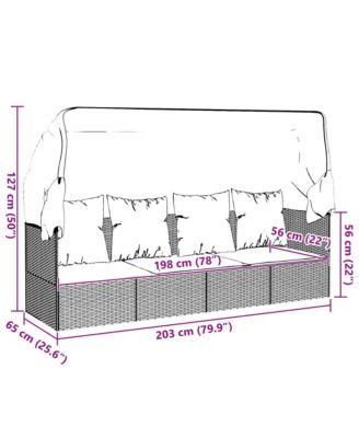 Outdoor Lounge Bed Black, Cream White