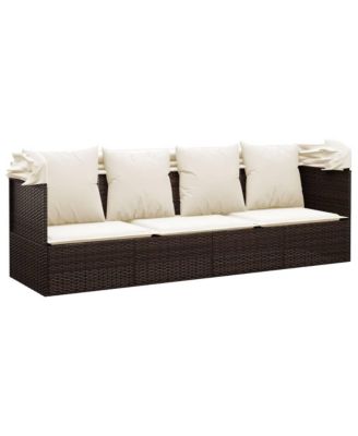 Outdoor Lounge Bed Brown Poly rattan Large Adjustable Armrests