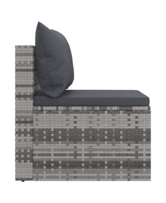 Garden Middle Sofa Grey PE rattan, powder-coated steel Medium