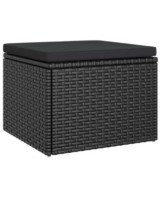 3-seater Garden Sofa Black PE rattan, powder-coated steel Large