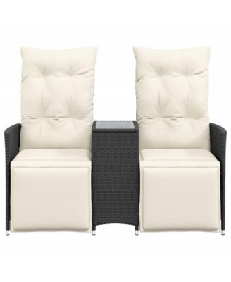 Reclining Garden Sofa Black, Cream White