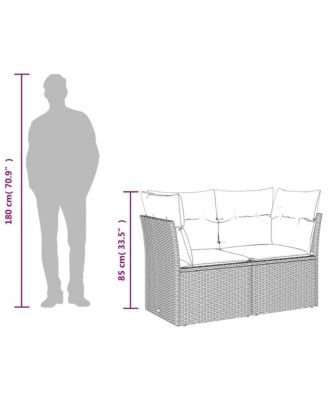 Garden Sofa Grey PE rattan, powder-coated steel 2-seater