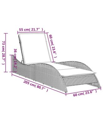 Sun Lounger Grey PE rattan 23.6 x 80.7 x 28.7 in