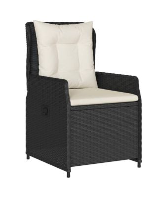 Reclining Garden Chair Black PE rattan Standard outdoor chair size