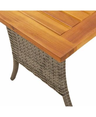 Patio Sofa 3-Seater with Cushions&Table Gray Poly Rattan