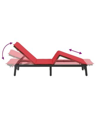 Sun Lounger with Cushion Brown Poly Rattan