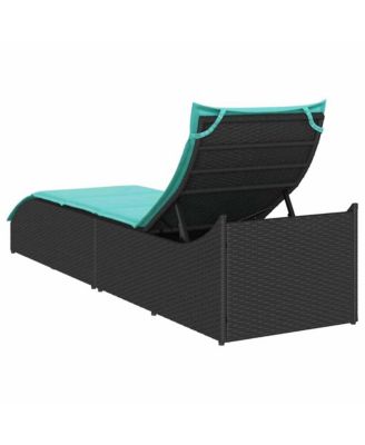 Folding Sun Lounger Black PE rattan, powder-coated steel Standard