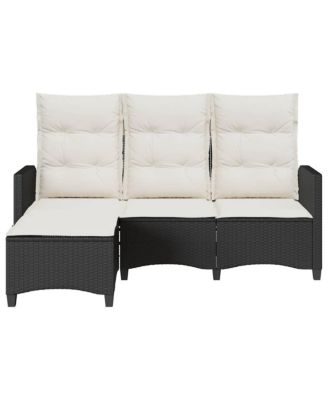 Reclining Garden Sofa Black PE Rattan