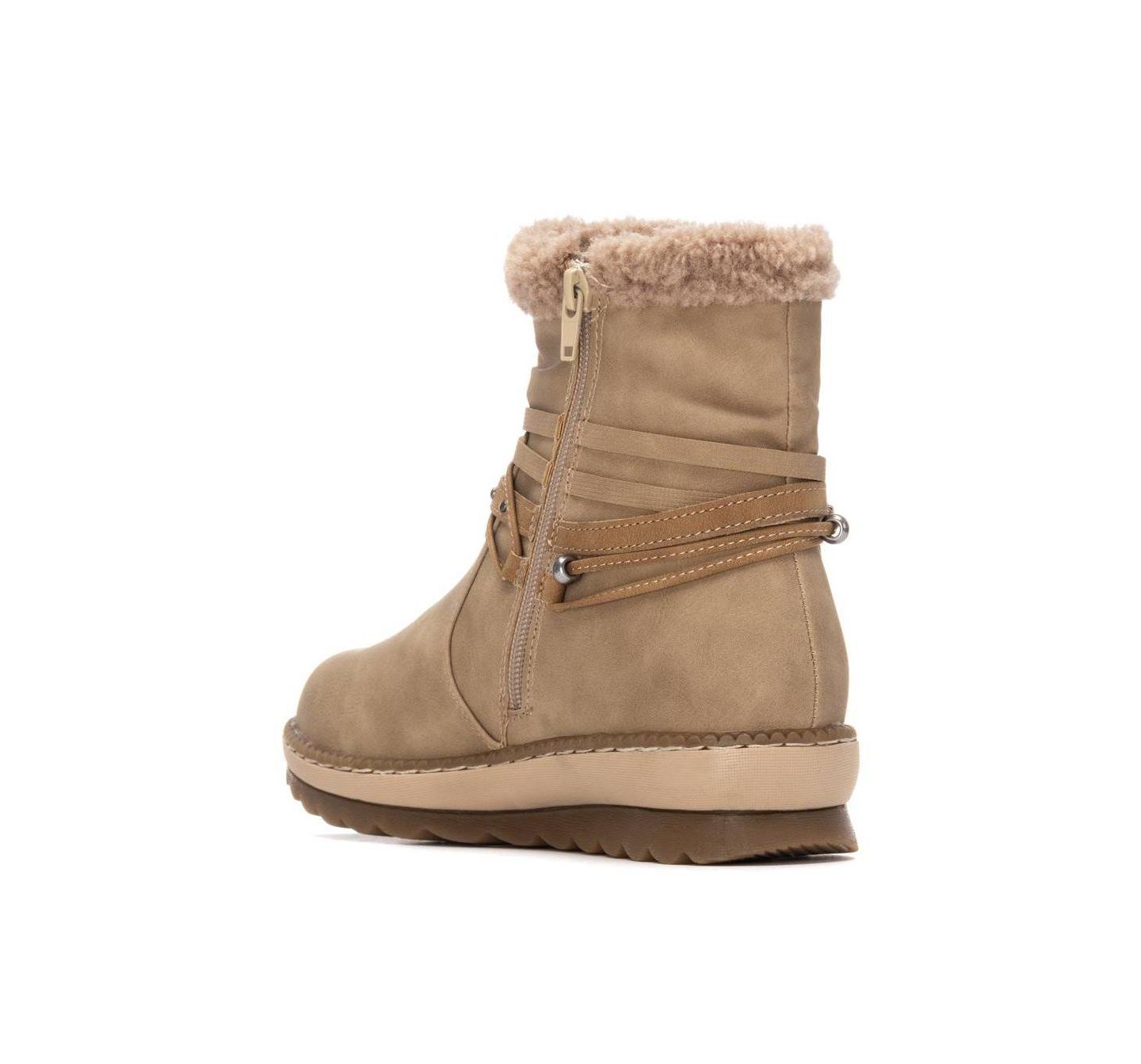 Женские ботинки XTI Faux Shearling Lined Ankle Booties Refresh Collection, цвет: Бежевый — фото 3