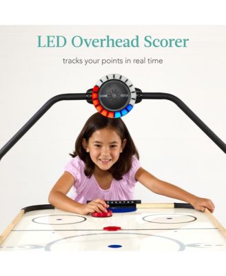 54in MDF Air Hockey Game Table w/ LED Lights, Scoreboard, Powerful Motor