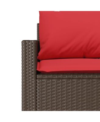 Garden Sofa Brown PE rattan 3-Seater Removable Covers