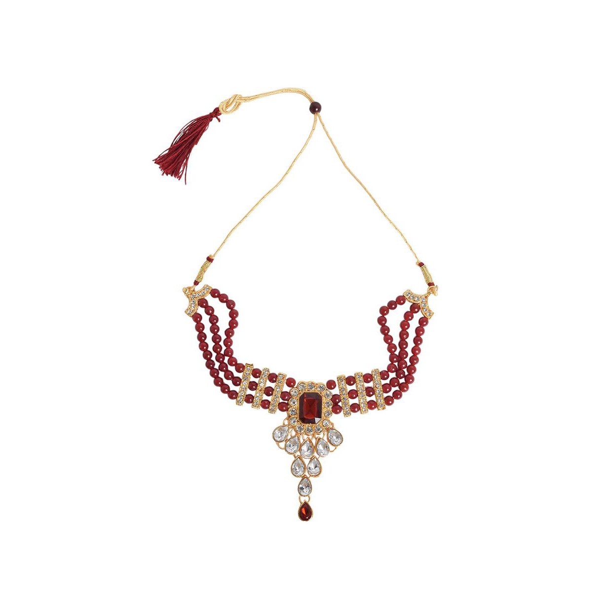Sohi Stone-block Jewellery Set In Red