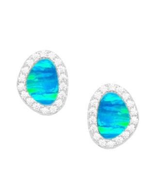 Pebble Stud Earrings With Lab-Grown Opal in Sterling