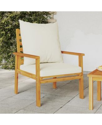 Sofa Chair Cream White Solid Acacia wood, 100% polyester Medium