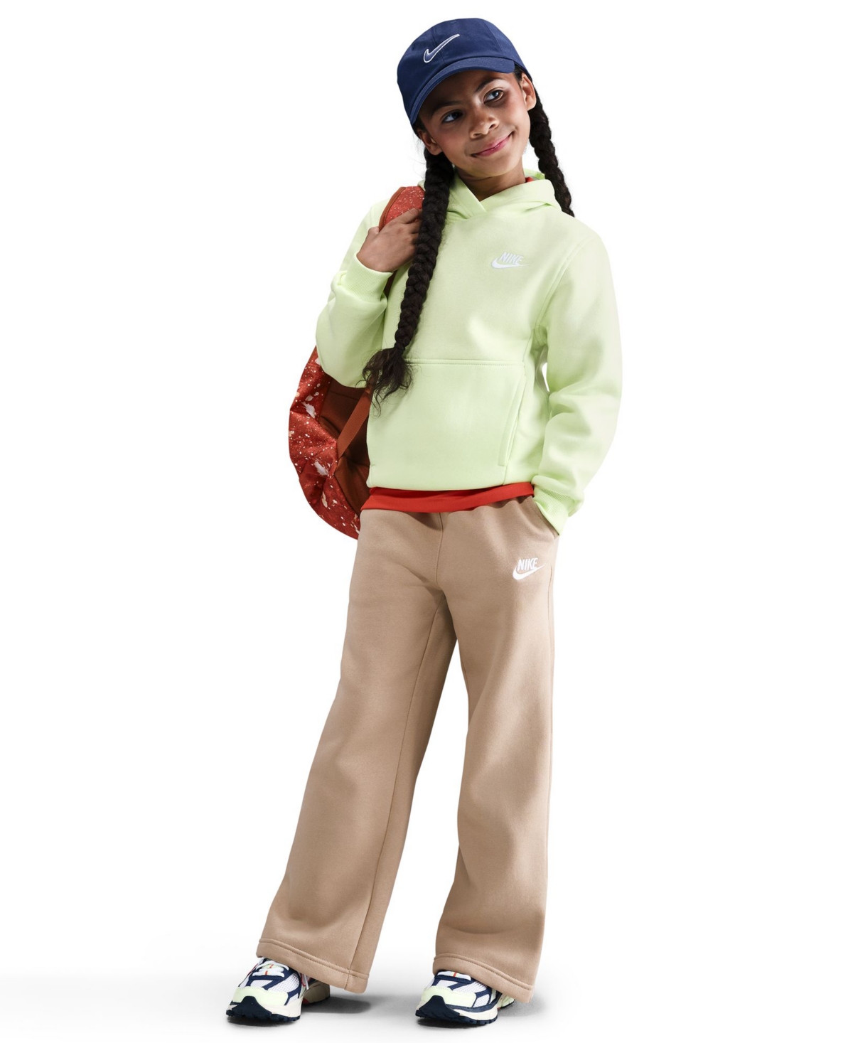 Nike Big Girls 7-16 Sportswear Club Fleece Wide-leg Sweatpants In Brown