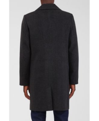 Men's Houndstooth Faux Wool Top Coat