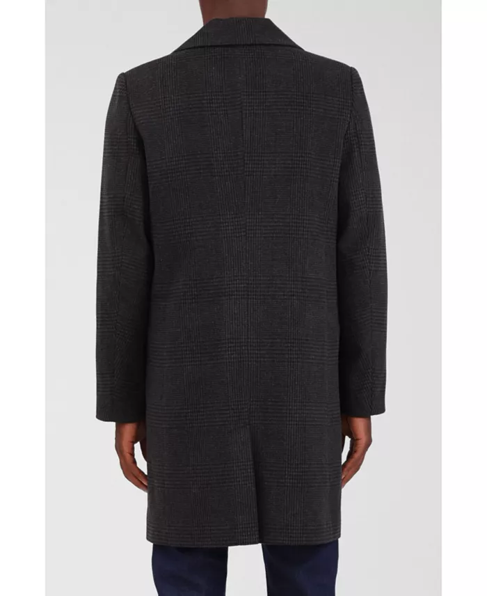 Men's Houndstooth Faux Wool Top Coat - thumbnail 10