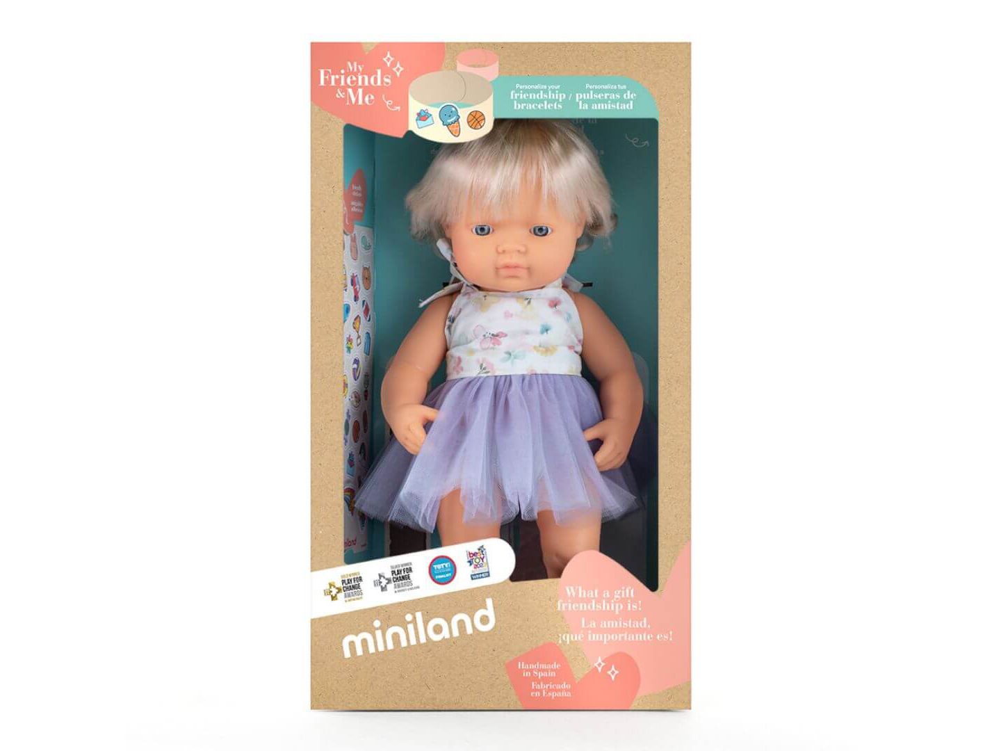 Детская кукла MINILAND My Friends & Me 15" Blonde Hair Hearing Implant Baby Doll, Ages 3+ — фото 4