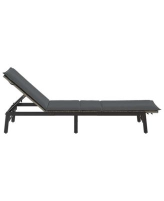 Sun Lounger Grey PE Rattan, Powder-Coated Steel Adjustable