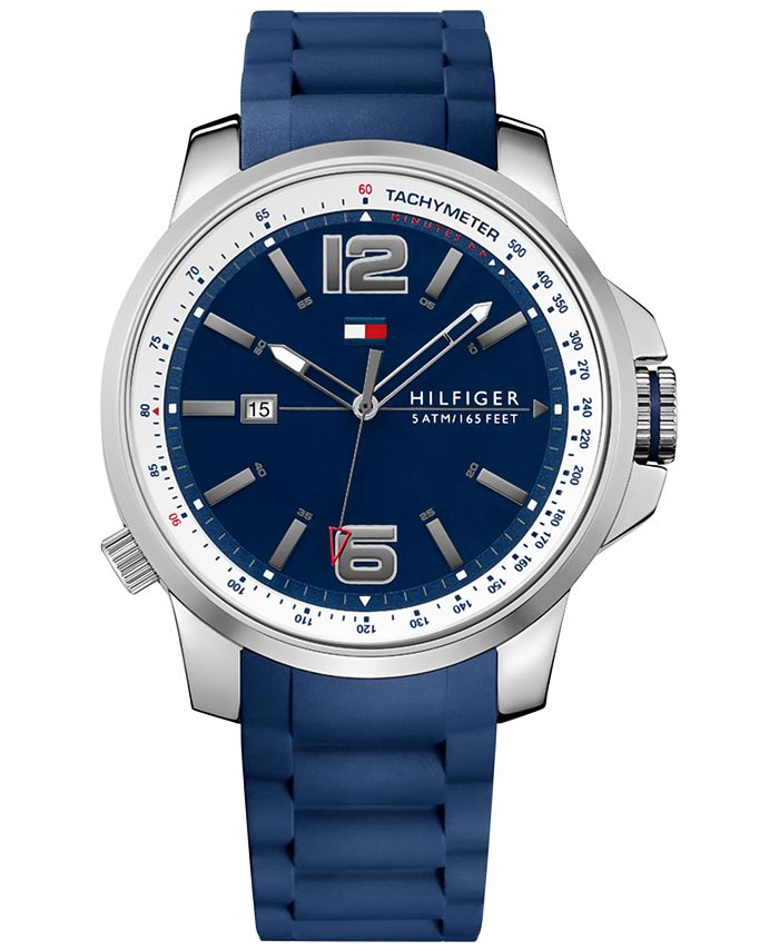 Tommy Hilfiger Men's Cool Sport Blue Silicone Strap Watch 46mm 1791220 ...