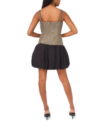 Women's Tweed Square Neck Sleeveless Dress