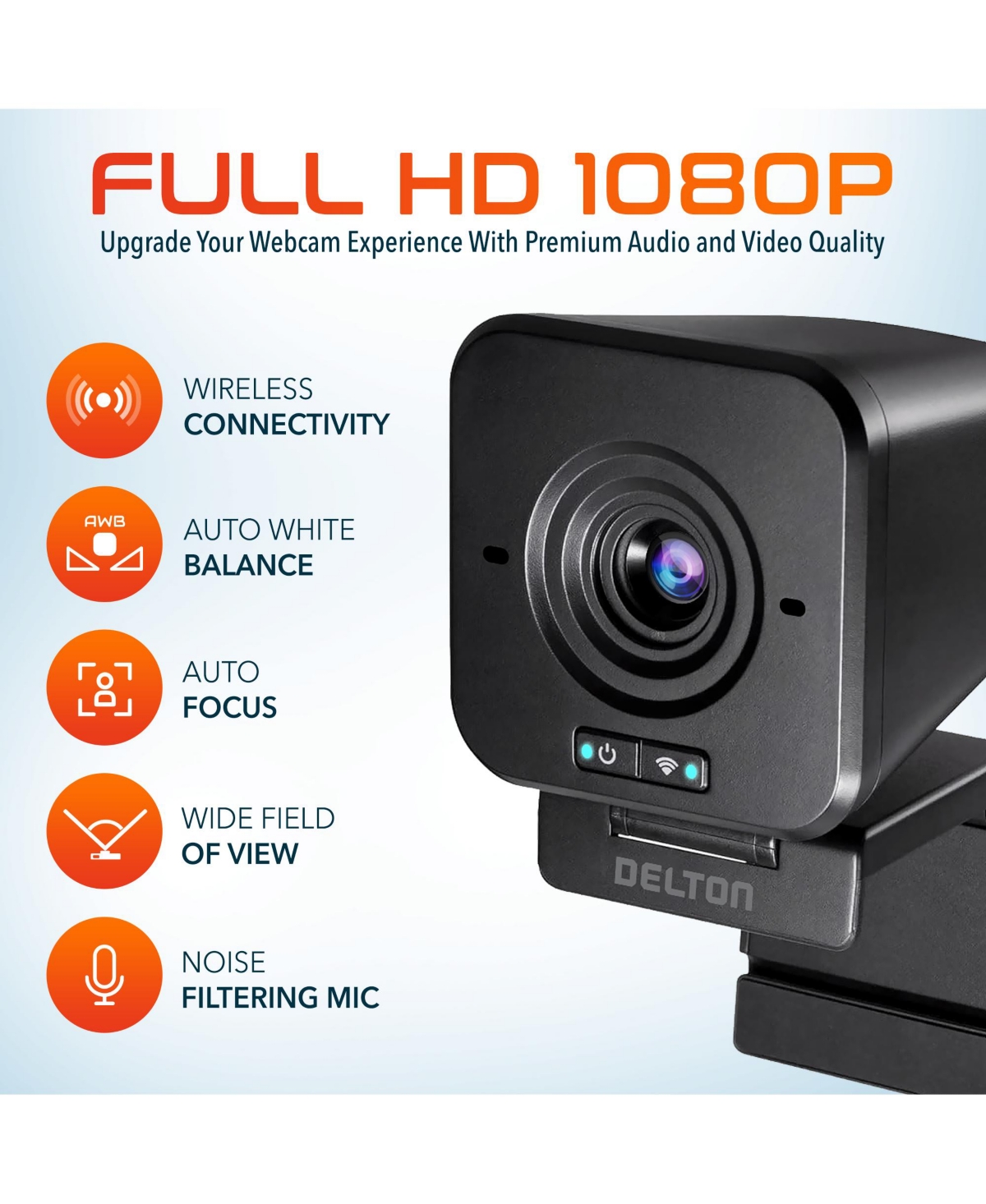 Delton C50 1080p Wireless Webcam with Microphone, Compatible with Pc/Laptops/iMac (DCWC50)