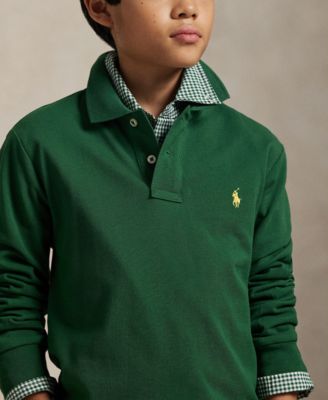 Big Boys Cotton Mesh Long Sleeve Polo Shirt