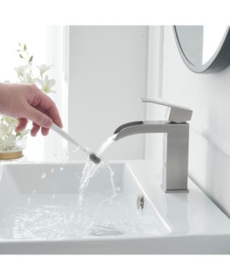 Waterfall Single Hole Single-Handle Low-Arc Bathroom Sink Faucet With Pop-up Drain Assembly In Brushed Nickel