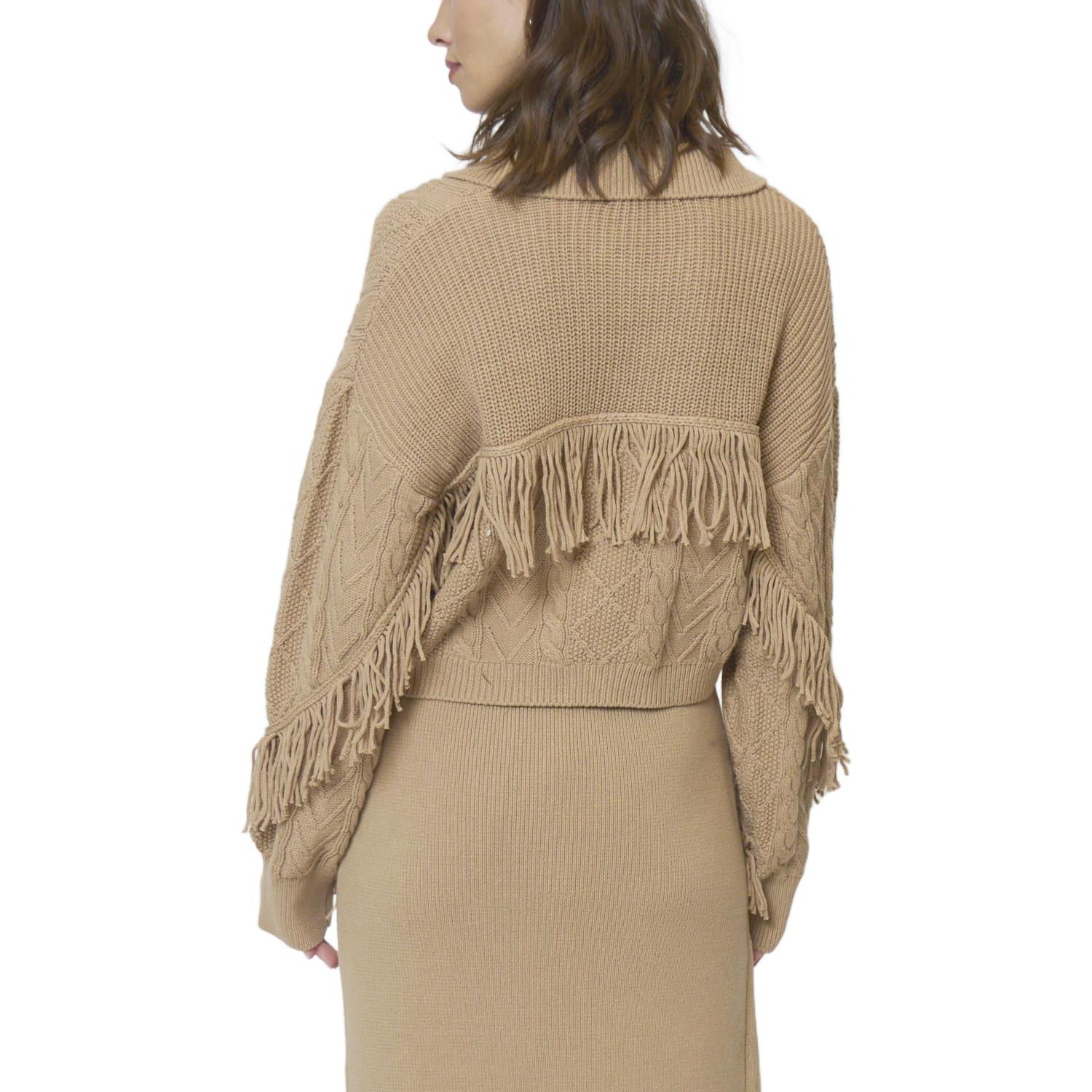 Women's Elyse Cabled Fringe Sweater Cardigan