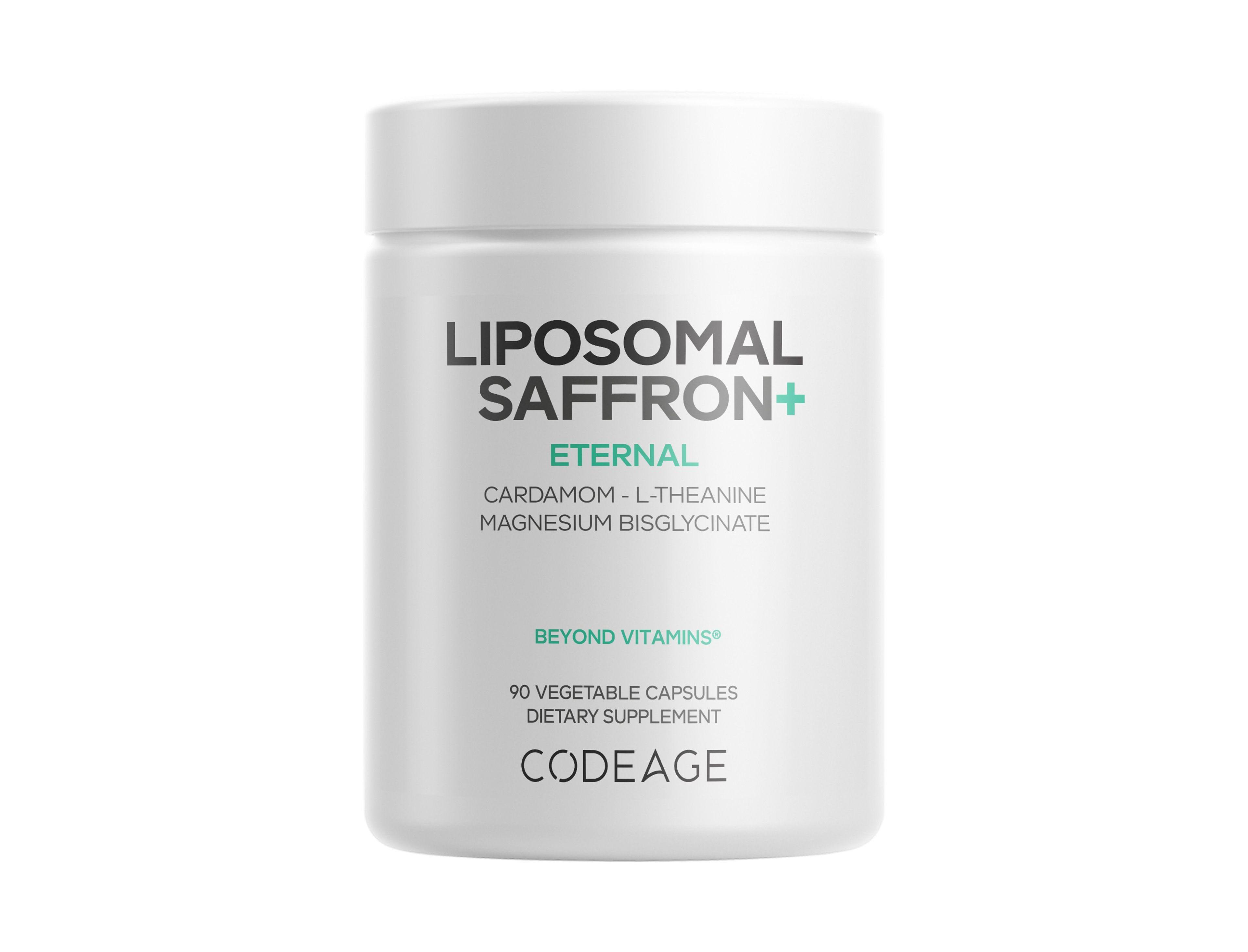 Codeage Liposomal Saffron+ Supplement - Saffron Extract, Magnesium, L-Theanine, Cardamom, BioPerine - 3-Month Supply