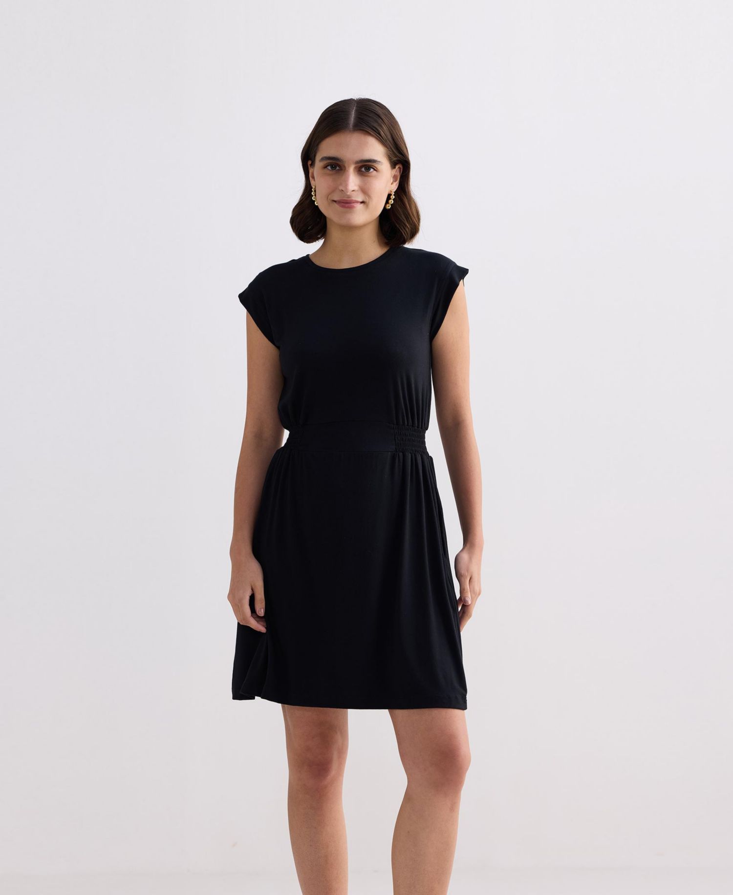 Women's Short Dress With Smocking Side Detail