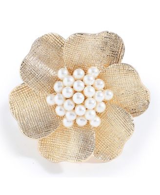 Women's Gold  Metallic Flora Statement Ring