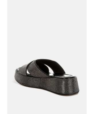 Womens Adena Rhinestone Embellished Flatforms