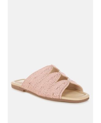Rag and Co Womens Daisy Doe Raffia Square Toe Flats
