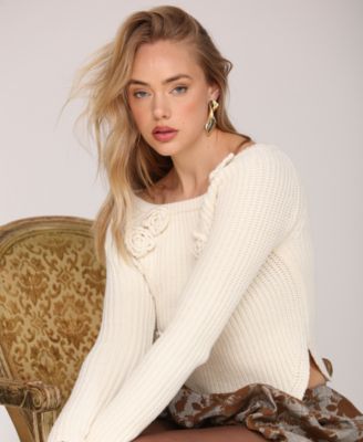 Women's Boat Neck Ribbed Sweater